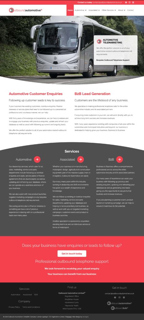 Outbound Automotive new website screenshot